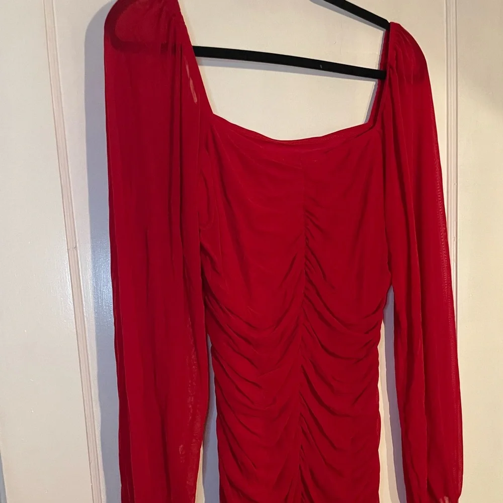 Red Ruched Dress - Picture 6 of 7